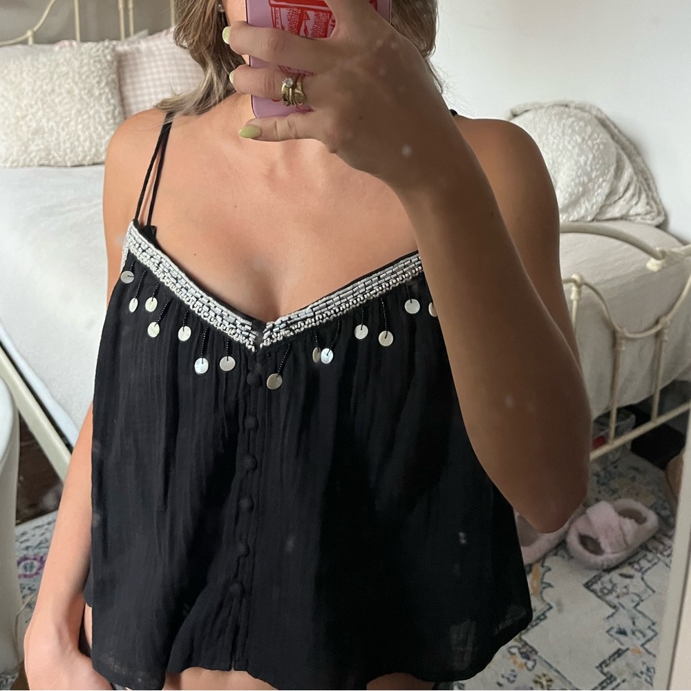 NWOT ZARA Black Sequin Camisole